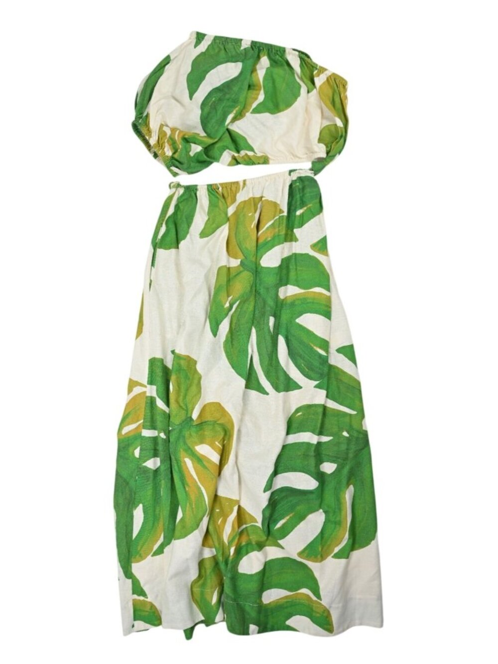 Farm Rio Monstera Knot Midi Dress in Green